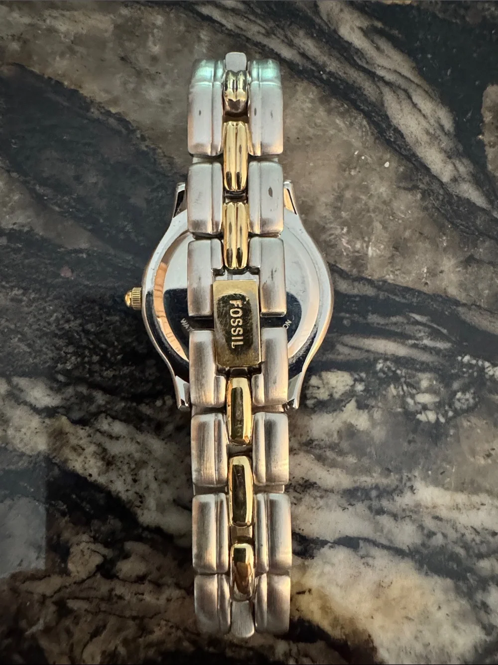 XS Fossil Two-Tone Silver and Gold Bracelet Watch